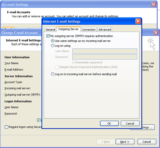 smtp settings